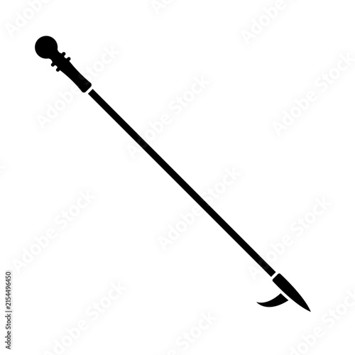 Fireplace Poker Silhouette Isolated on White Background