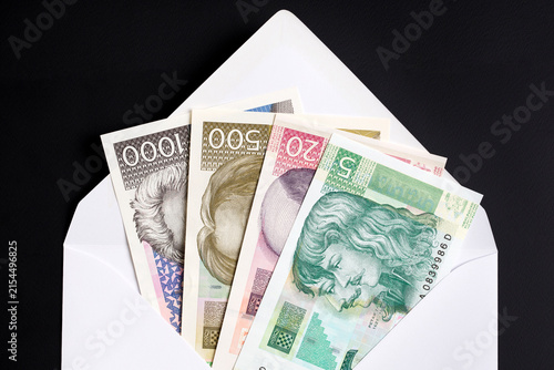 Croatian Kuna in a white envelope