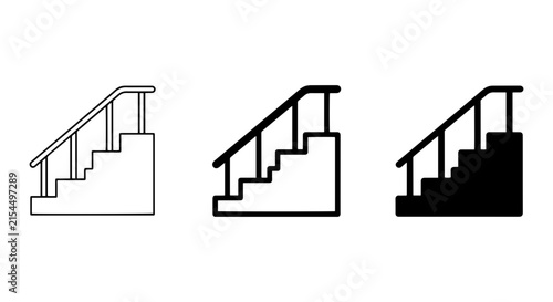 Staircase Icons, Steps Vector Set, Stairs Graphic Elements, Ascent and Descent Navigation