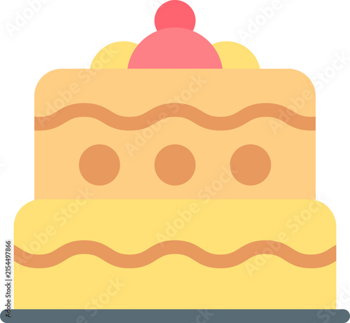 Vector Icon Cake, Party, Fast Food, Bakery, Birthday Cake