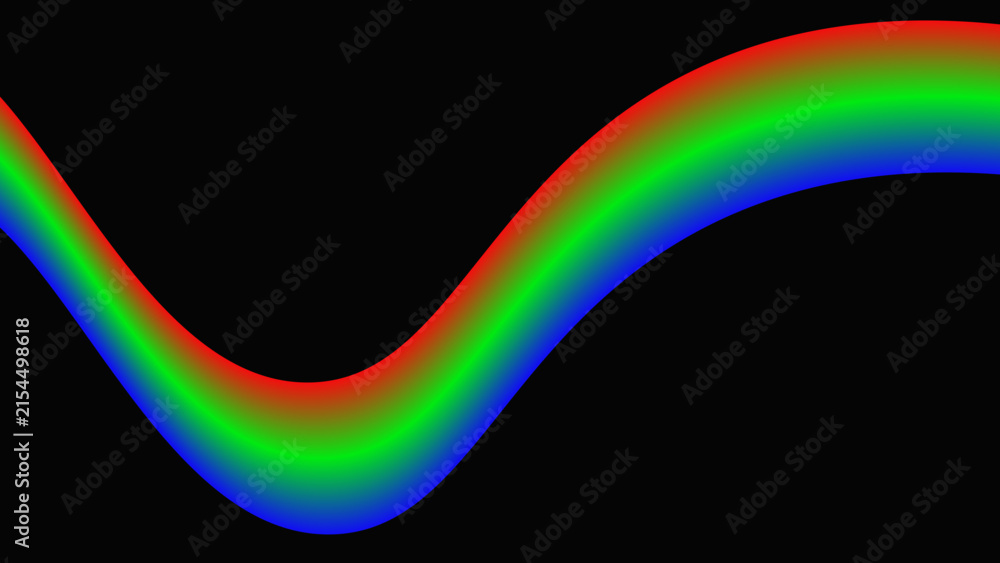 Fototapeta premium Vibrant Multicolor Wavy Gradient Abstract Background in Blue Green and Red on Black for Modern Digital Art and Design