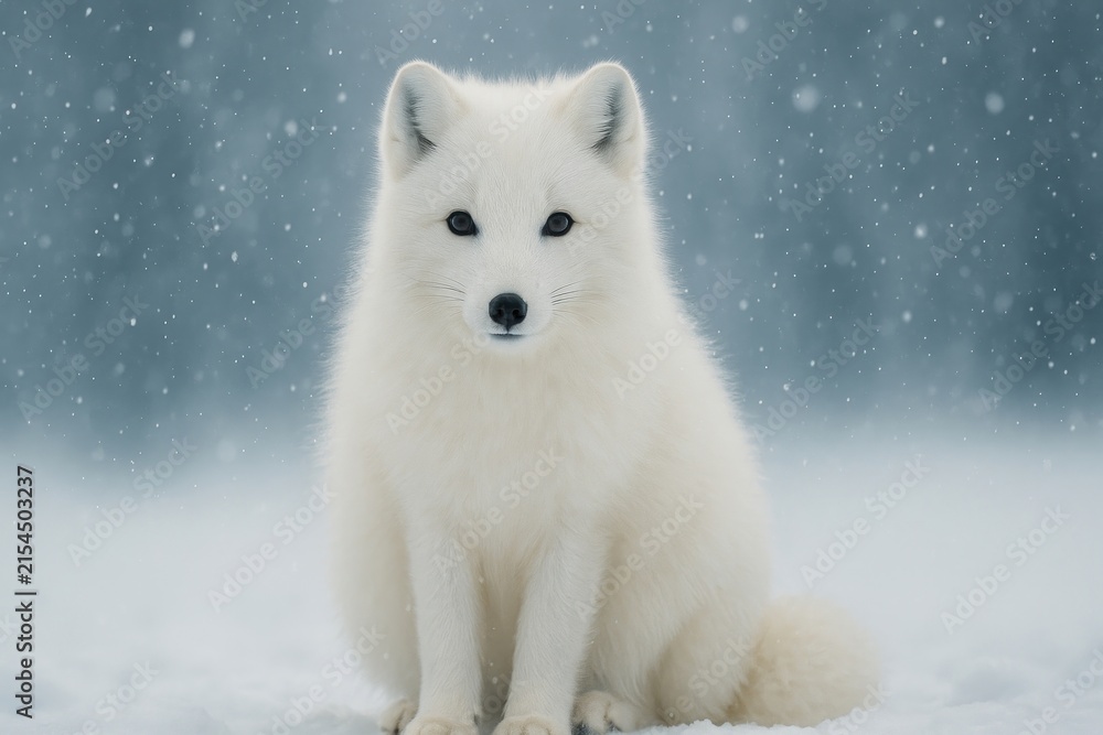 Naklejka premium Arctic fox sitting in snow
