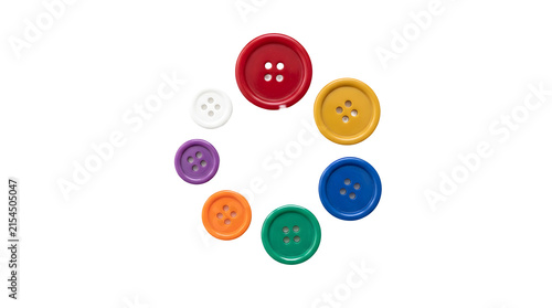 Cuadro en lienzo Colorful plastic clothing buttons arranged in circular icon.