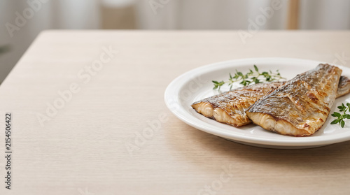 Grilled Hairtail Fillets with Herbs and Copy Space