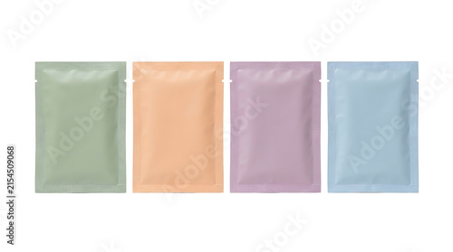 Quadro su tela Small foil sachets in pastel colors for cosmetic sample packaging