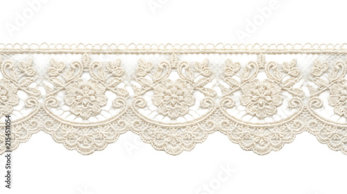 Fotografie Vintage floral lace border trim in off white for scrapbooking.
