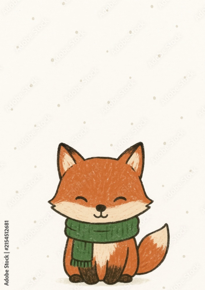Naklejka premium Cute fox illustration wallpaper