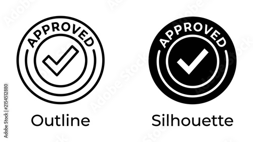 Bild auf Leinwand Approved stamp symbol in outline and silhouette style