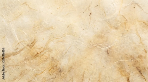 Closeup of handmade mulberry paper texture with natural fibers