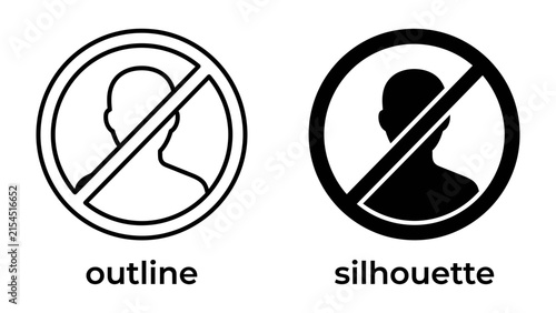 Fotografía No Entry Sign: Two clear symbols, an outline and a silhouette, depict a prohibition sign, indicating restricted access or a banned area