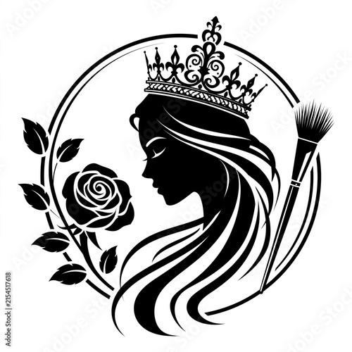 A black and white  art logo for a luxury beauty salon.