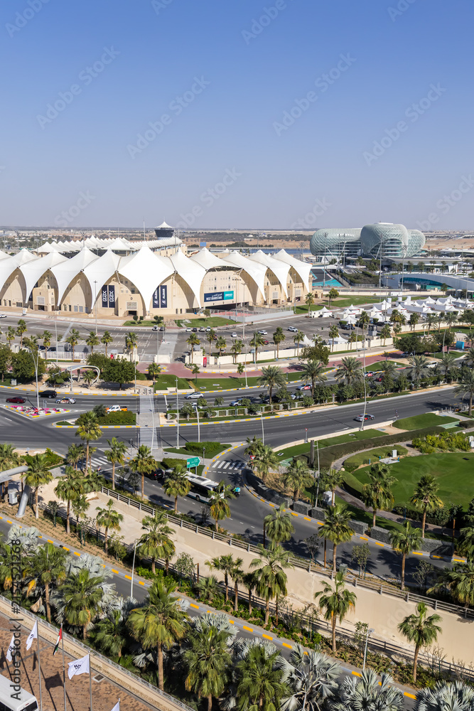 Fototapeta premium Yas Marina Circuit Formula 1 Grand Prix motorsport race track in Abu Dhabi, United Arab Emirates