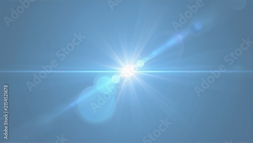 Ultra-Detailed Cinematic Blue-White Light Beam & Lens Flare Overlay (Transparent)