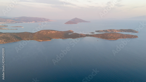 Картината върху платно Aerial View of Turkish Islands Near Bodrum at Sunset
