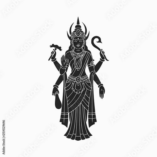 Hindu Goddess Durga Silhouette Illustration