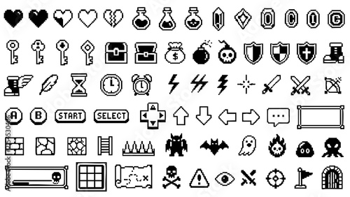 Retro Pixel Art Fantasy Game UI Icons 01