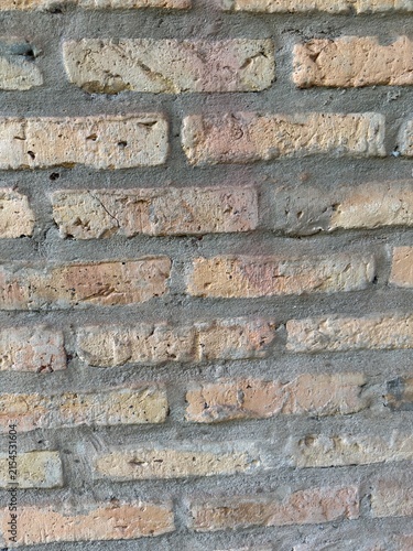 Quadro su tela Rustic Weathered Brick Wall Texture with Gray Mortar