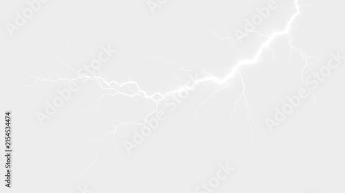 Canvastavla リアルな雷と稲妻のPNG素材、透明背景に横方向へ走る強力な電光、高電圧の電気アーク、枝分かれする自然な放電と明るいスパークを表現した電気エフェクト、写真合成、広