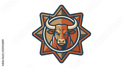 Angry Bull Head Emblem Isolated on Transparent Background