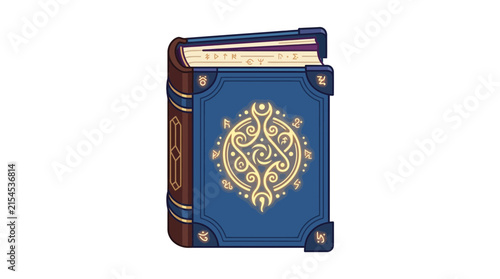 Ancient Magic Spellbook Open Pages Symbols Isolated