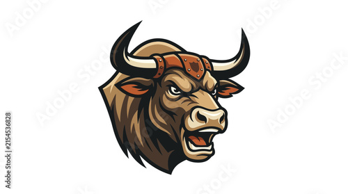 Angry Bull Head Mascot Isolated on Transparent Background
