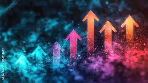 Abstract arrows pointing up against a smoky backdrop
