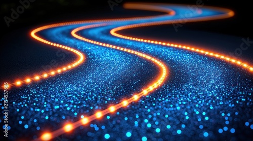 A glowing serpentine path in deep space