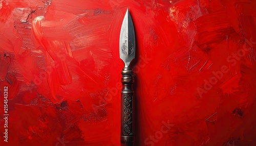 Vintage Arrowhead on Red Textured Background.
