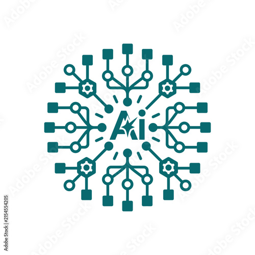 A digital graphic showing a complex network of connected nodes