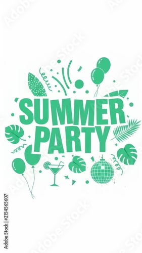 Green summer party emblem with bold 