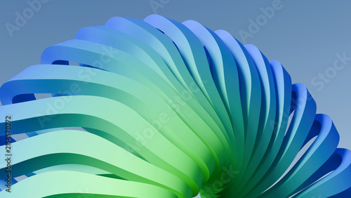 Cuadro en lienzo 3D abstract blue green spiral geometric wave background, perfect for modern tech