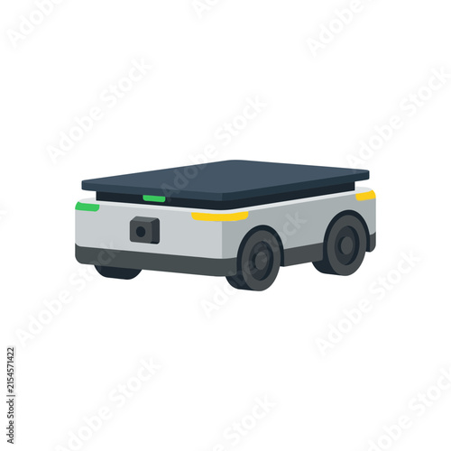 Modern automated delivery robot for urban logistics and smart city transportation.