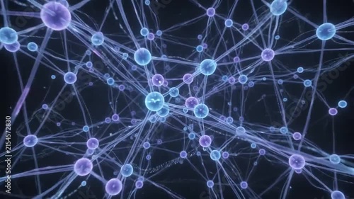 Abstract Neural Network Animation Loop - Glowing Nodes and Connections Futuristic AI Technology Background