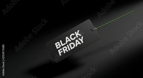 A minimalist and elegant black and white graphic design featuring the bold text black friday illuminated against a dark moody background setting