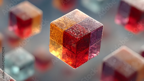 Futuristic glowing cube artistic crystal surface vibrant colors Image illustration