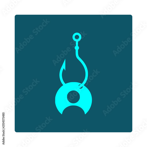 Phishing Attack Icon – Fish Hook Catching User Account, Email Deception and Identity Theft Concept