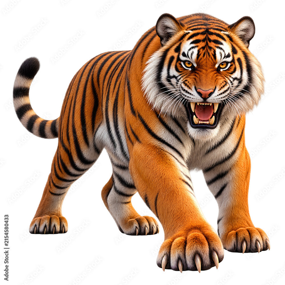Obraz premium Majestic Fierce Tiger 3D PNG