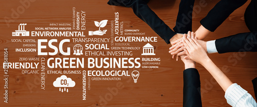 Фотография This image showcases collaborative hands symbolizing a strong commitment to environmental, social, and governance principles, highlighting the essence of sustainable business practices