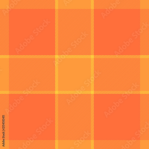 Paper vector plaid pattern, industrial fabric check textile. Setting tartan seamless texture background in orange and amber colors.