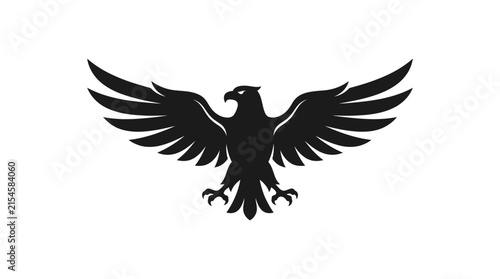 A striking black silhouette of a dog standing in profile, showcasing its strong and alert posture against a clean white background.