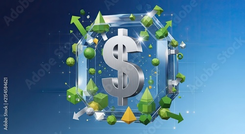 Dollar sign symbol within geometric crystal structure