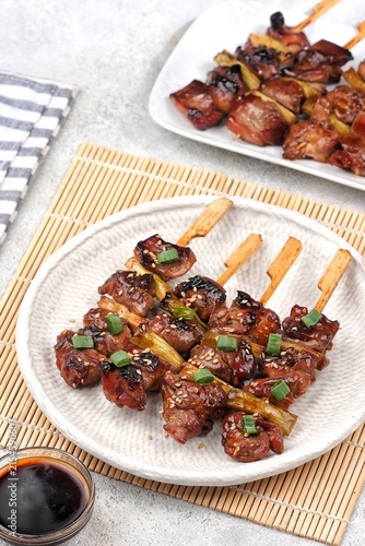 Photography Grilled Chicken Yakitori teriyaki , Japanese food