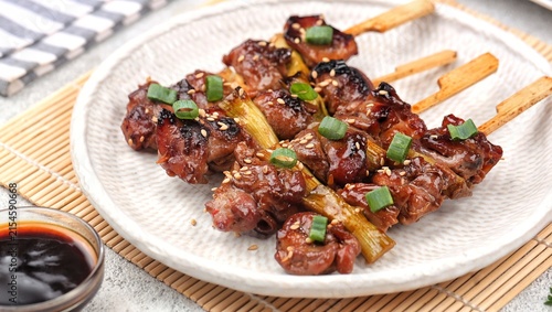 Konstfotografi Grilled Chicken Yakitori teriyaki , Japanese food