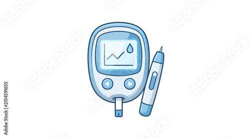 Digital glucometer kit with graph display and lancet.