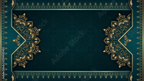 Classic dark green ornamental background animation with a gold border and a rotating mandala.