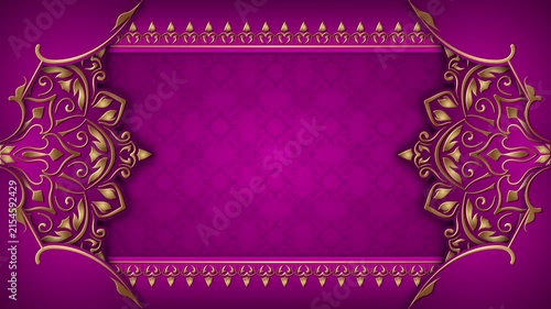 Mandala background animation, featuring bright purple and gold ornamentation.