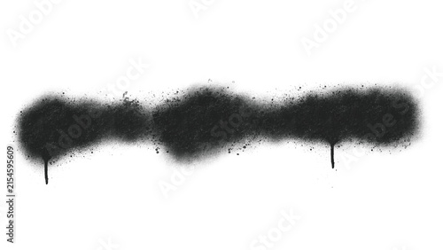 Black spray paint line clip art isolated on background. Grunge aerosol graffiti splatter texture element with drips for urban street art, streetwear design, and background.