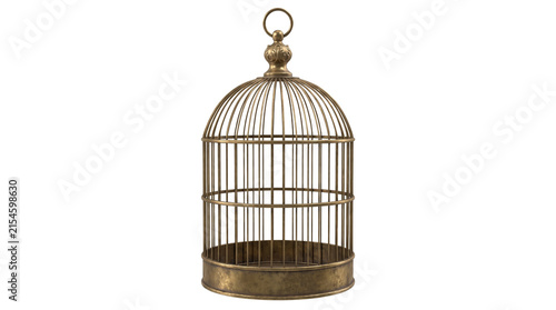 Fotografía Vintage Brass Birdcage Isolated PNG Cutout Antique Golden Metal Bird Cage Graphi