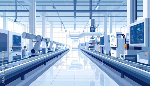 Industrial manufacturing facility with advanced robotics.