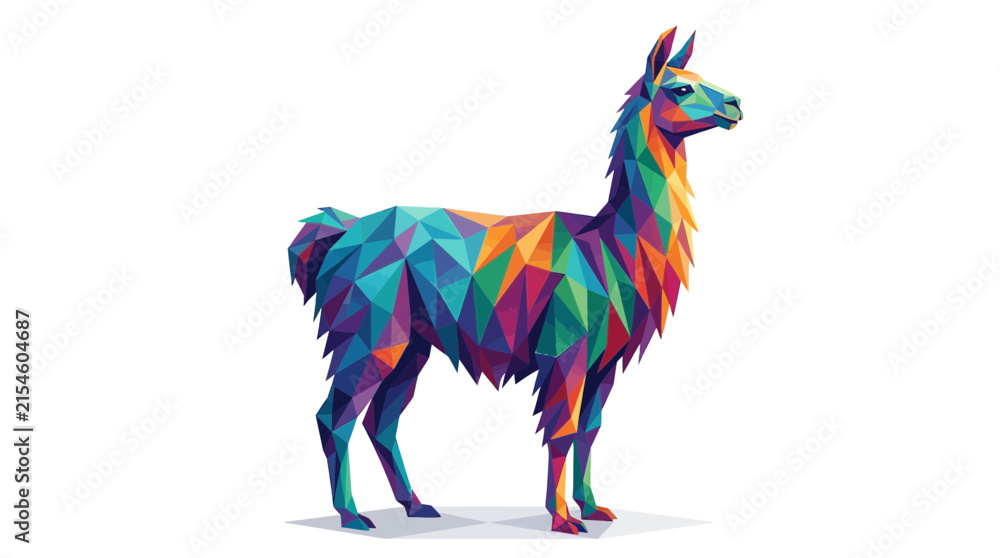 Naklejka premium Colorful Geometric Llama Illustration on Transparent Background
